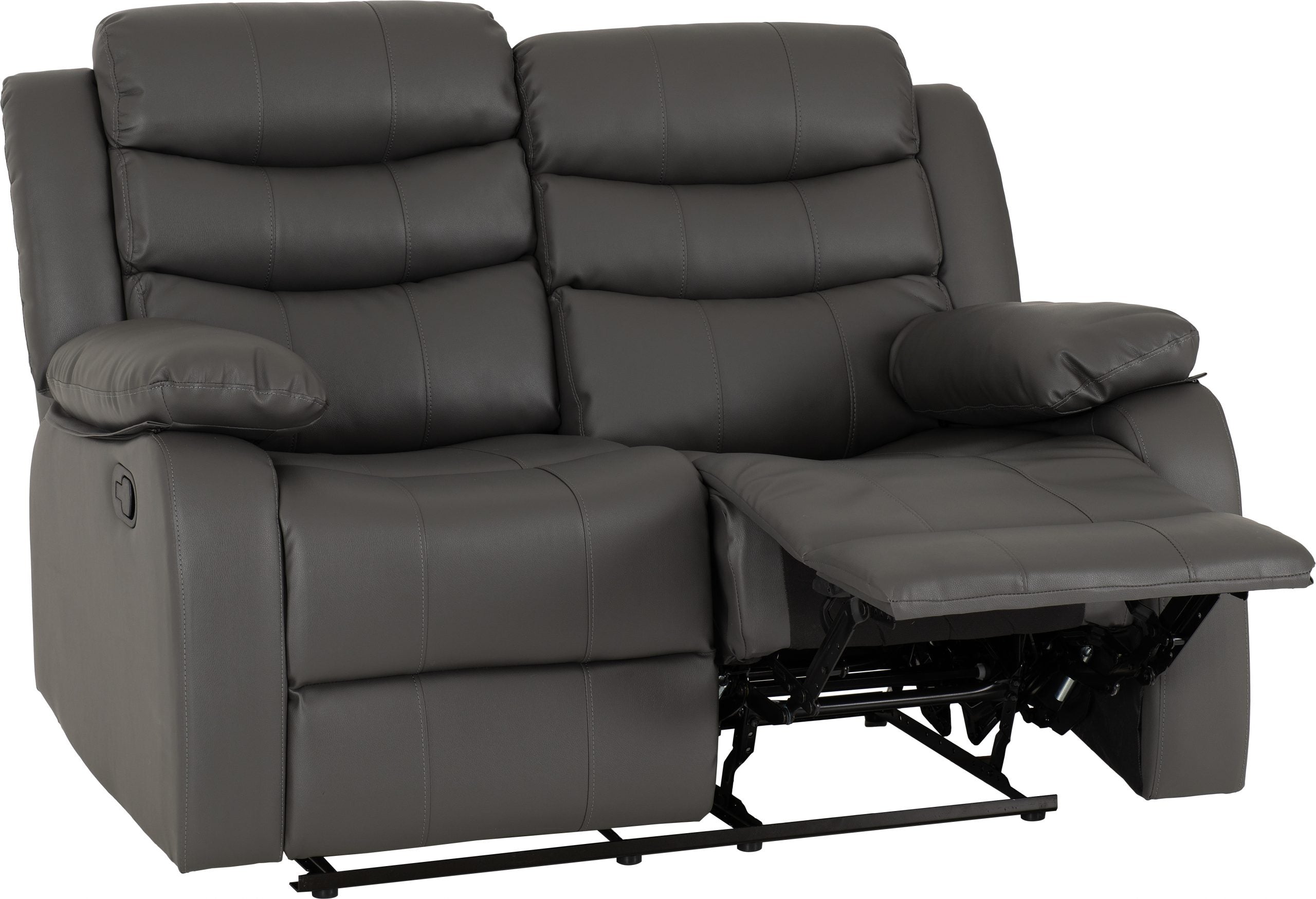 Roma 2 Seater Recliner Sofa Grey Faux Leather - image 2