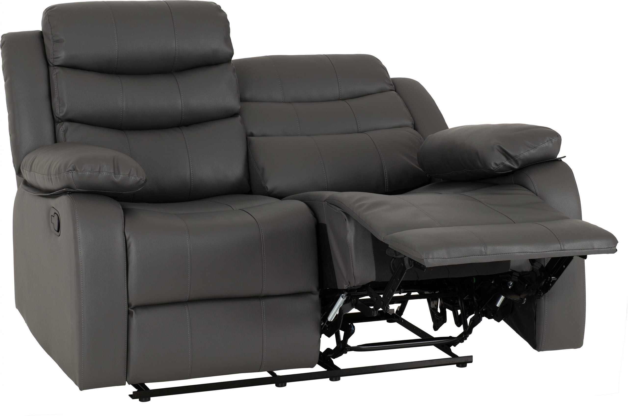 Roma 2 Seater Recliner Sofa Grey Faux Leather - image 3
