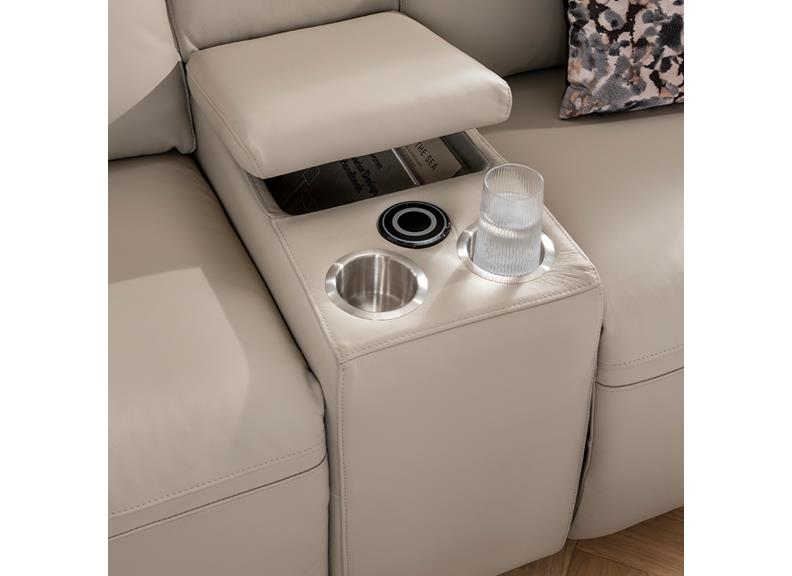 Russo Corner Group Electric Reclining Sofa – Stone Leather With USB Ports (4pcs)