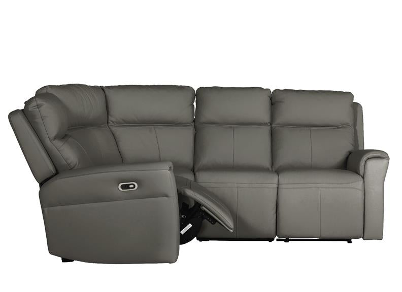 Russo Corner Group Electric Reclining Sofa – Ash Leather With USB Ports (4pcs)