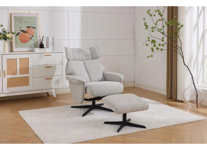 Reagan Fabric Swivel Chair & Footstool