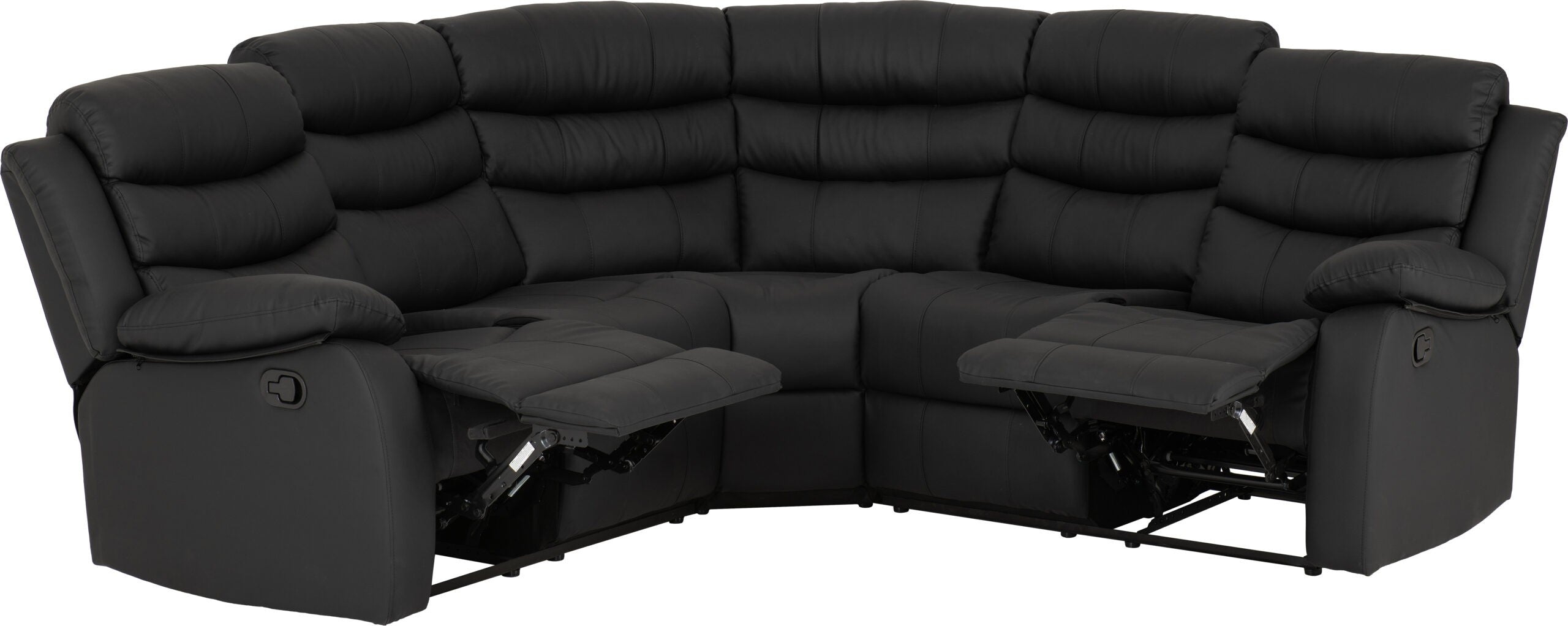 Roma Corner Recliner Sofa Black Faux Leather