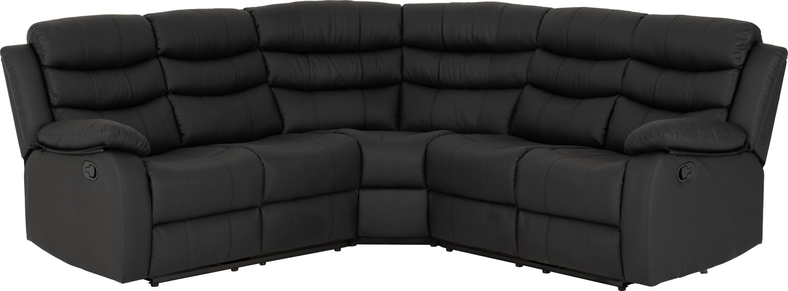 Roma Corner Recliner Sofa Black Faux Leather