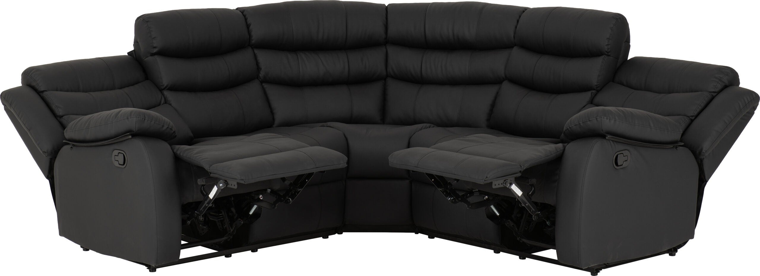 Roma Corner Recliner Sofa Black Faux Leather