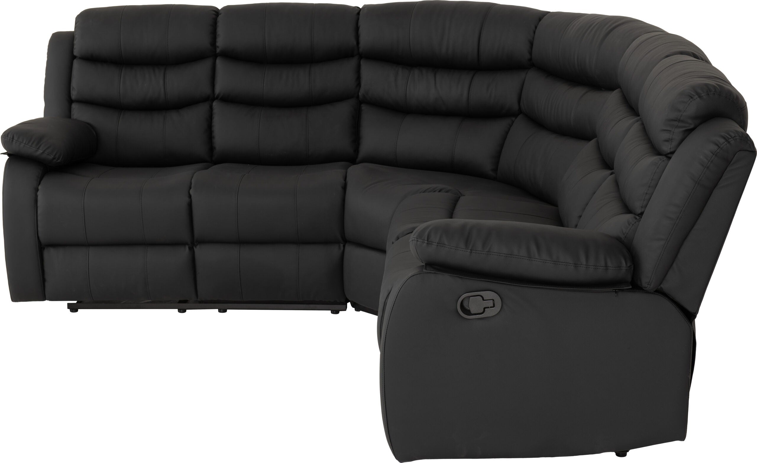 Roma Corner Recliner Sofa Black Faux Leather