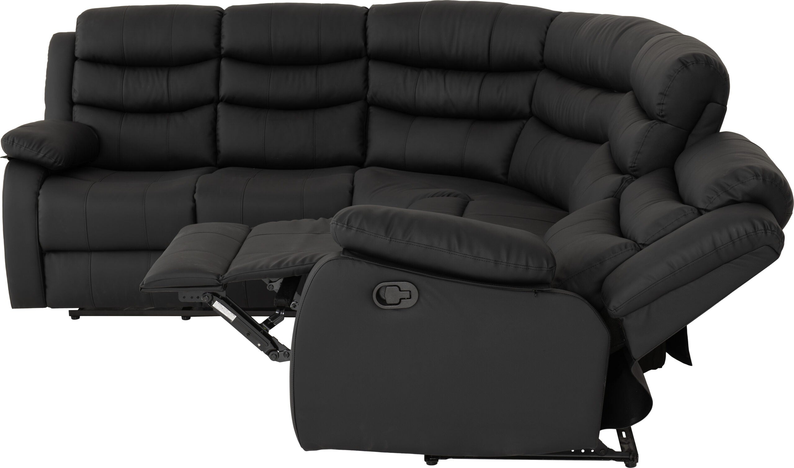 Roma Corner Recliner Sofa Black Faux Leather