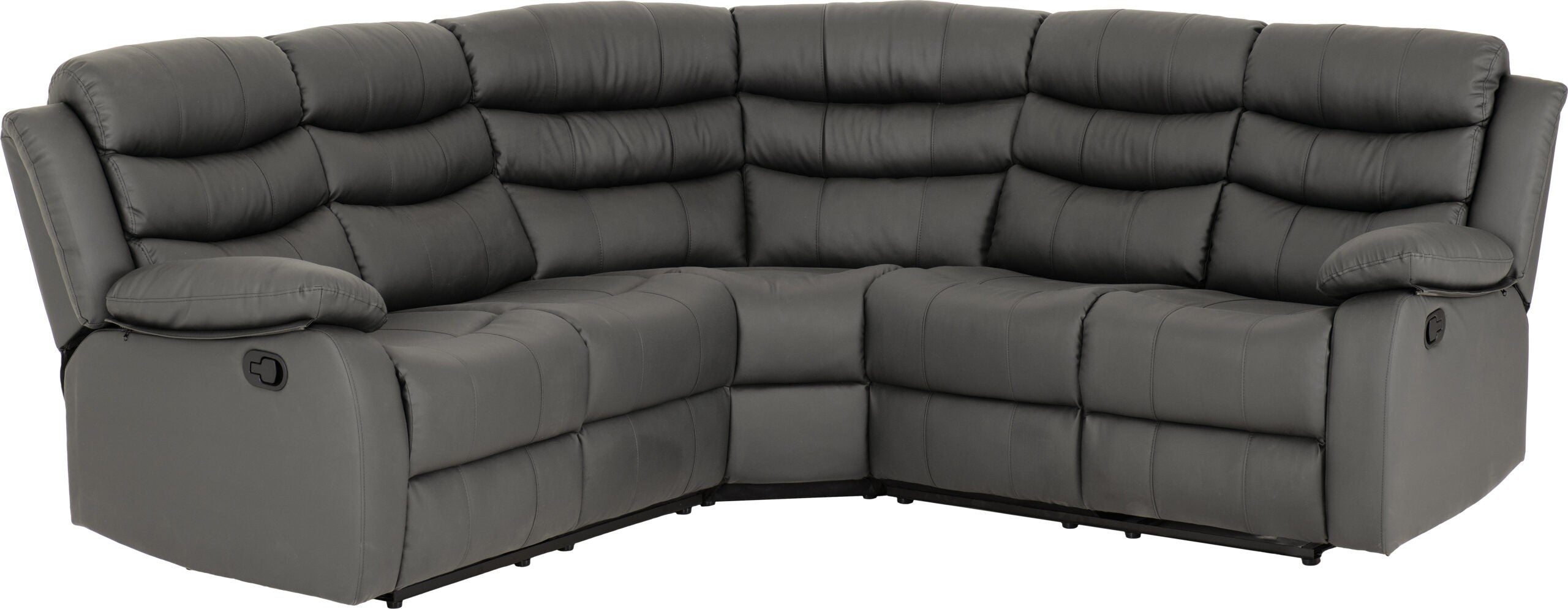 Roma Corner Recliner Sofa Grey Faux Leather