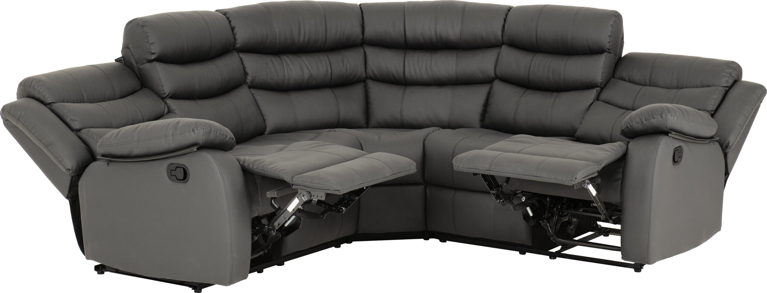 Roma Corner Recliner Sofa Grey Faux Leather