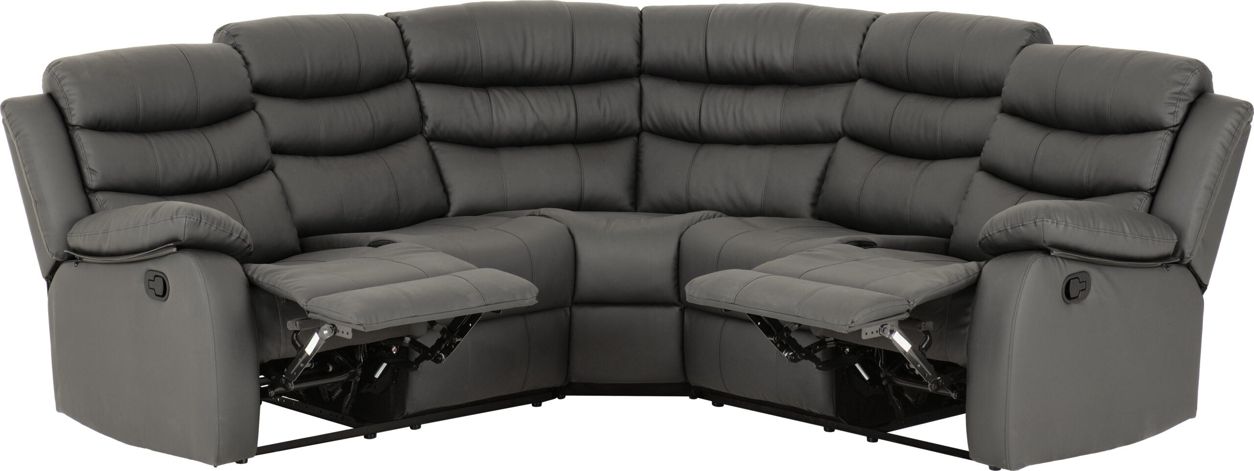 Roma Corner Recliner Sofa Grey Faux Leather