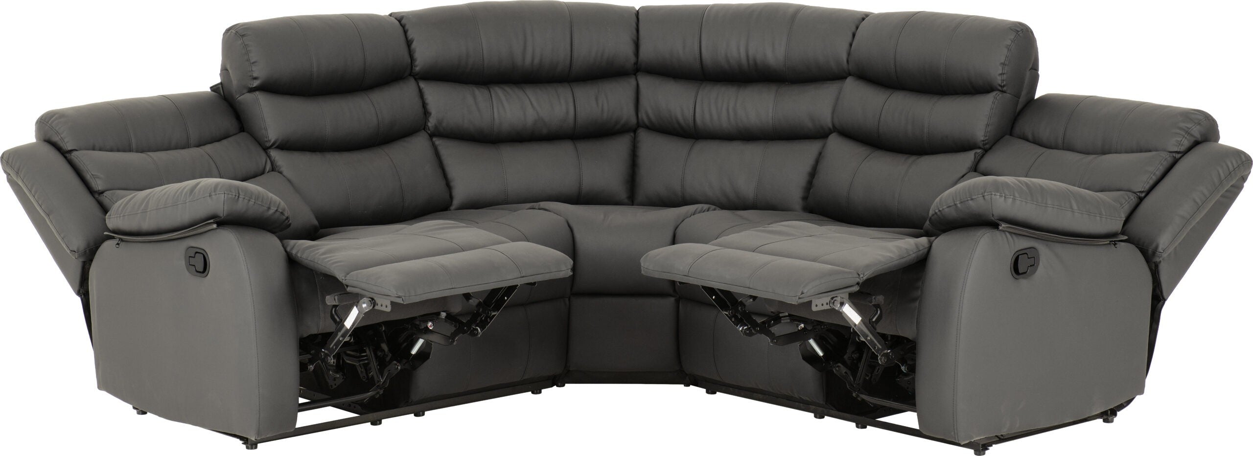 Roma Corner Recliner Sofa Grey Faux Leather