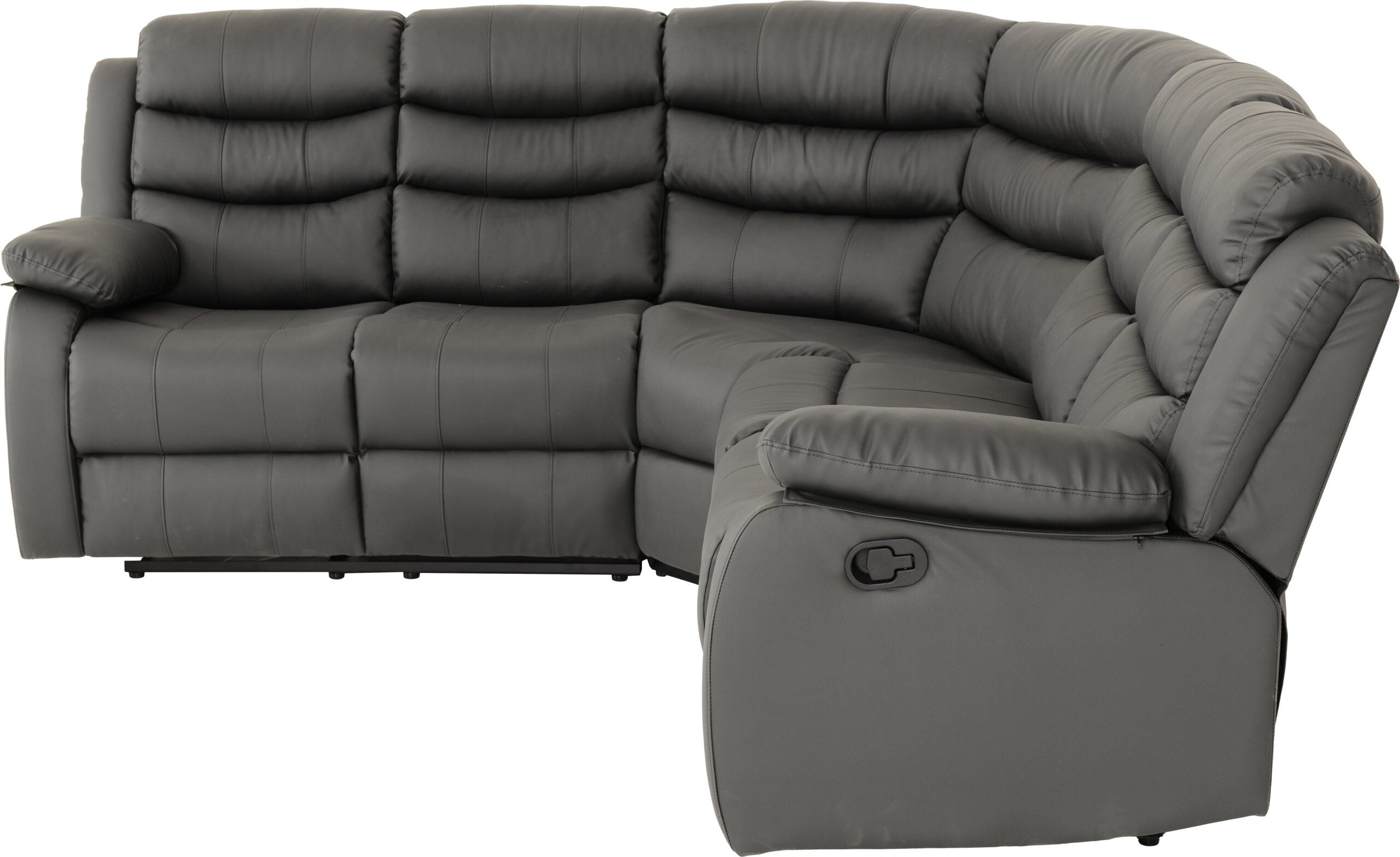 Roma Corner Recliner Sofa Grey Faux Leather