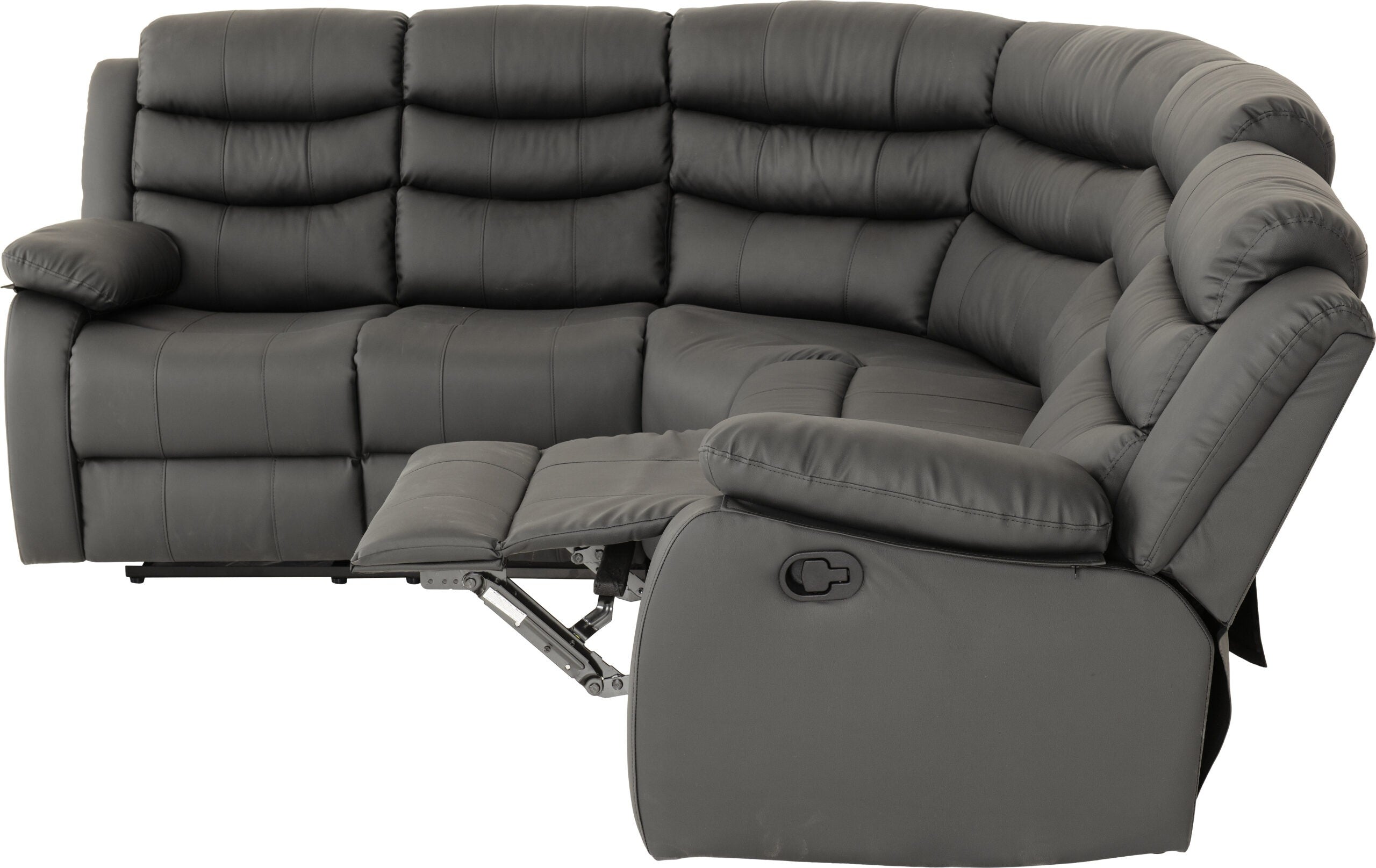 Roma Corner Recliner Sofa Grey Faux Leather