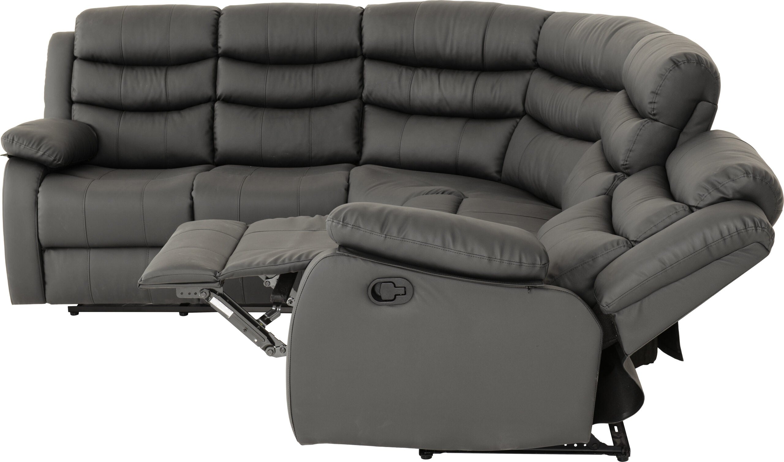 Roma Corner Recliner Sofa Grey Faux Leather
