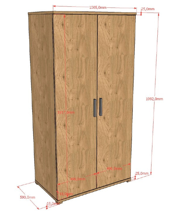 Sam 2 Door Wardrobe Oak