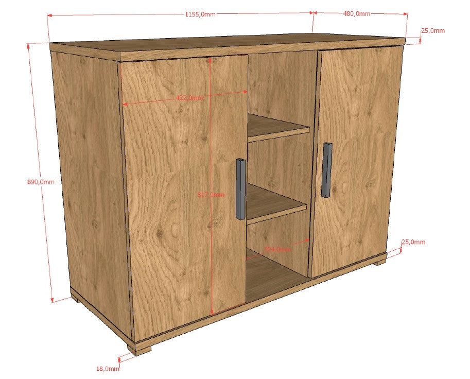Sam Chest Of 2 Doors Oak