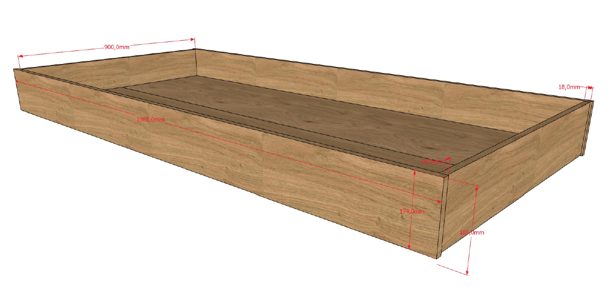 Sam Bed Drawer 90 X 190 Cm Oak