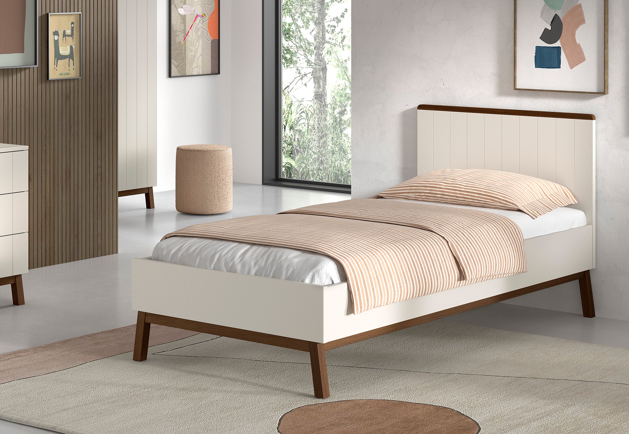 Sezane Bed 90 X 200 Cm Clay/Walnut