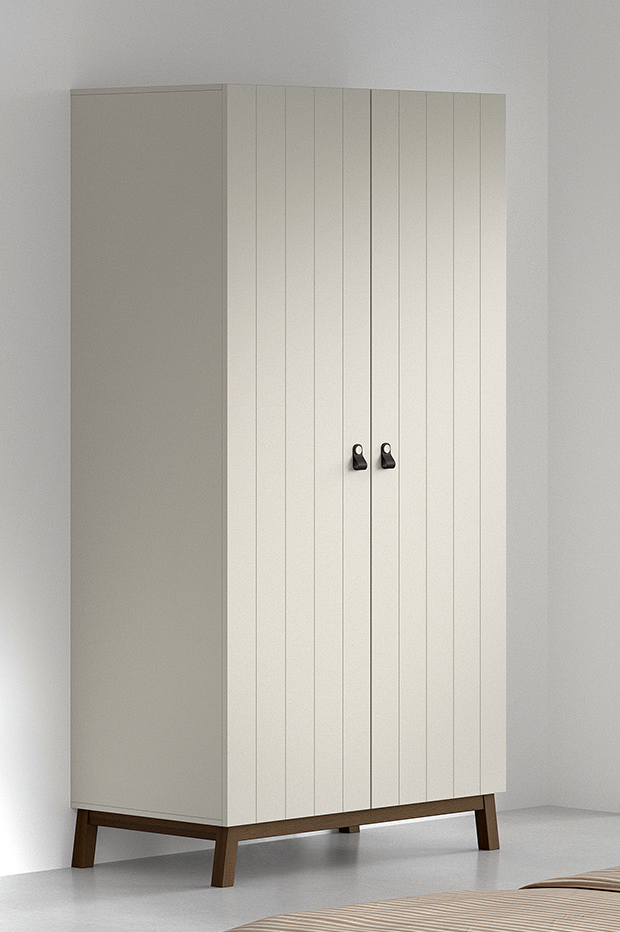 Sezane 2 Door Wardrobe Clay/Walnut