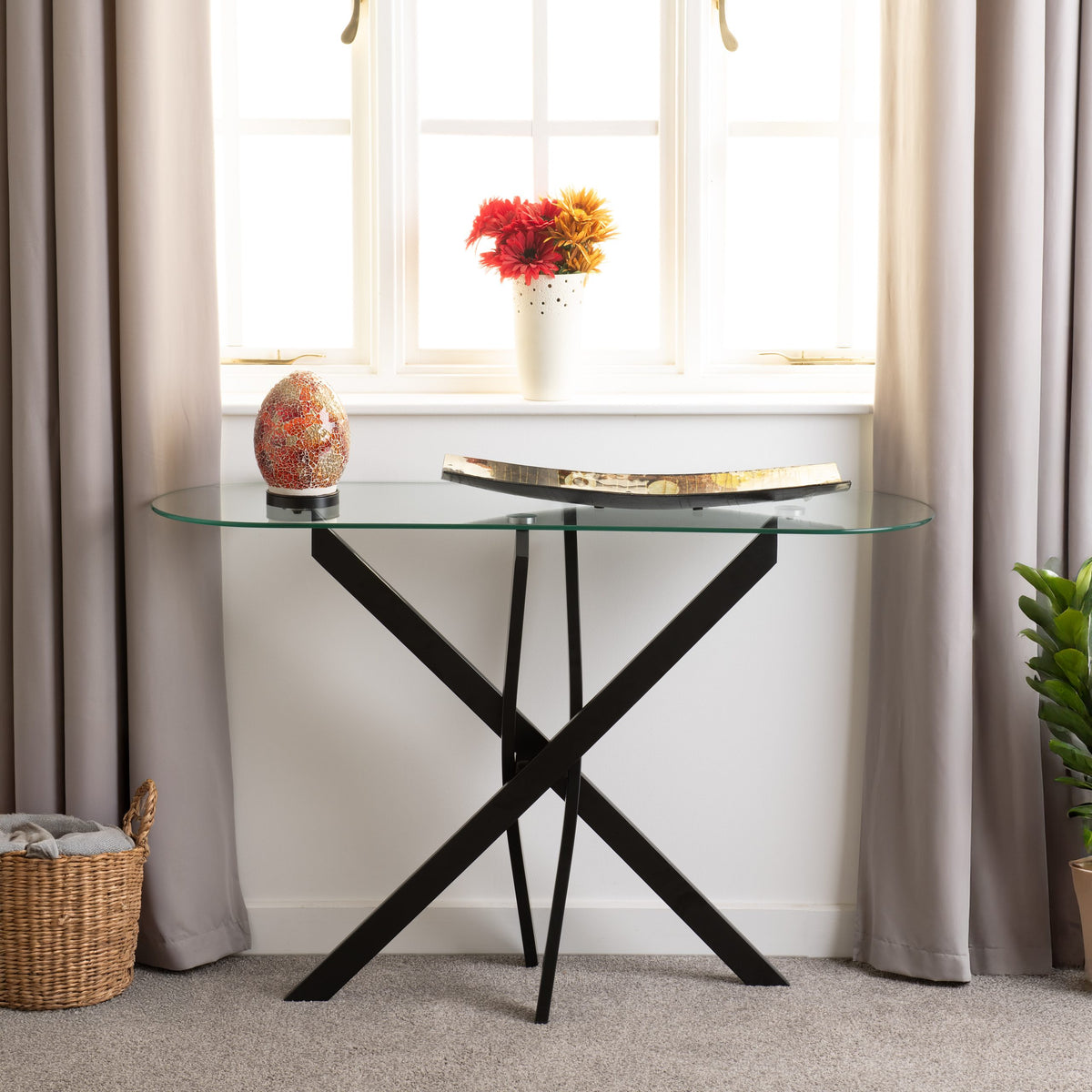 Sheldon Console Table Clear Glass/Black
