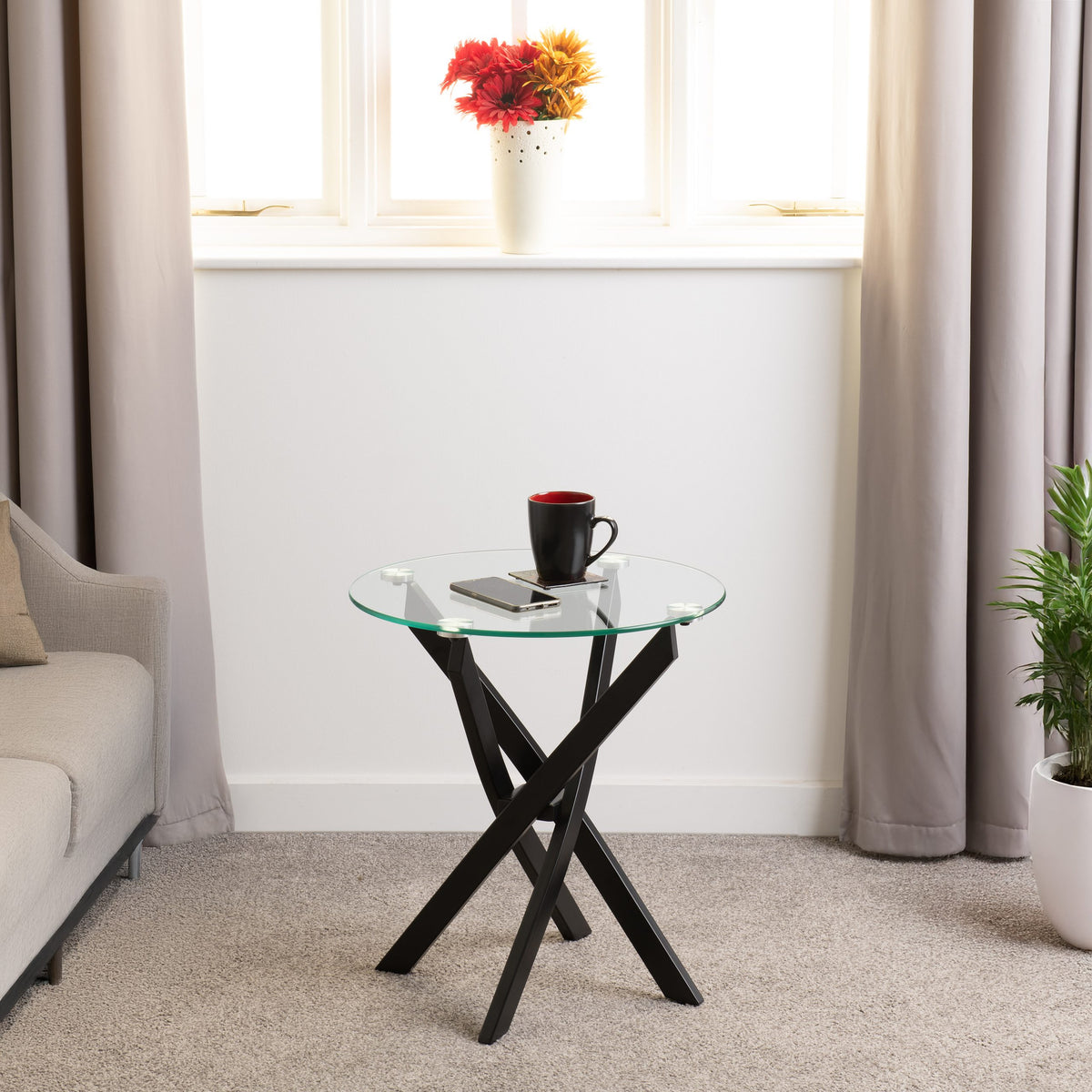 Sheldon Side Table Clear Glass/Black