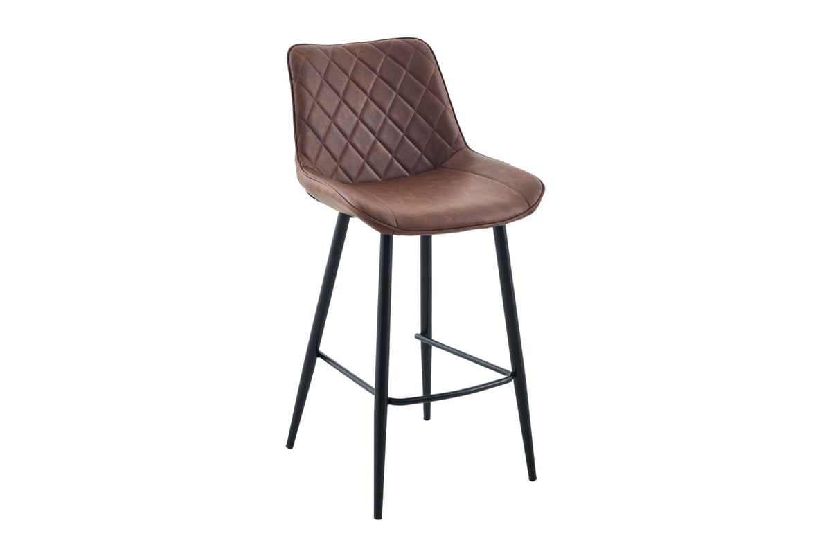 Silvano Bar Stool Cognac PU - Black Legs