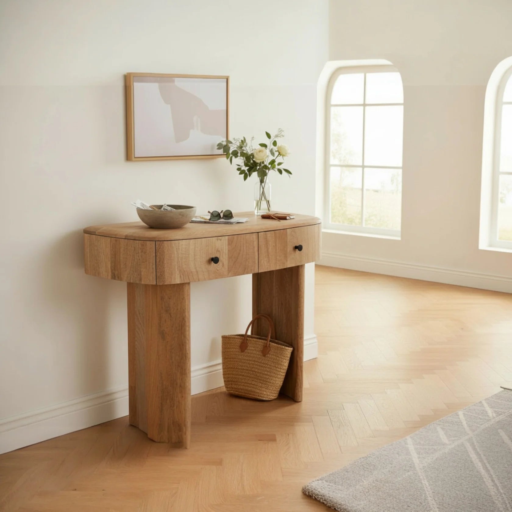 Sindhu Console Table – Solid Mango Wood Natural Finish