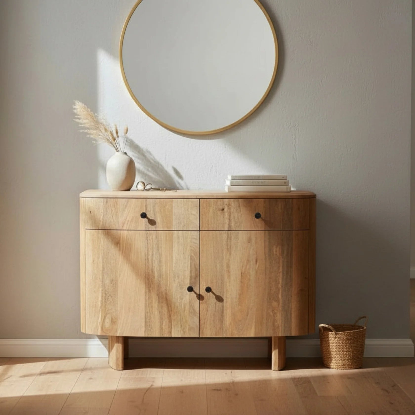 Sindhu 2 Door Sideboard – Solid Mango Wood Natural Finish