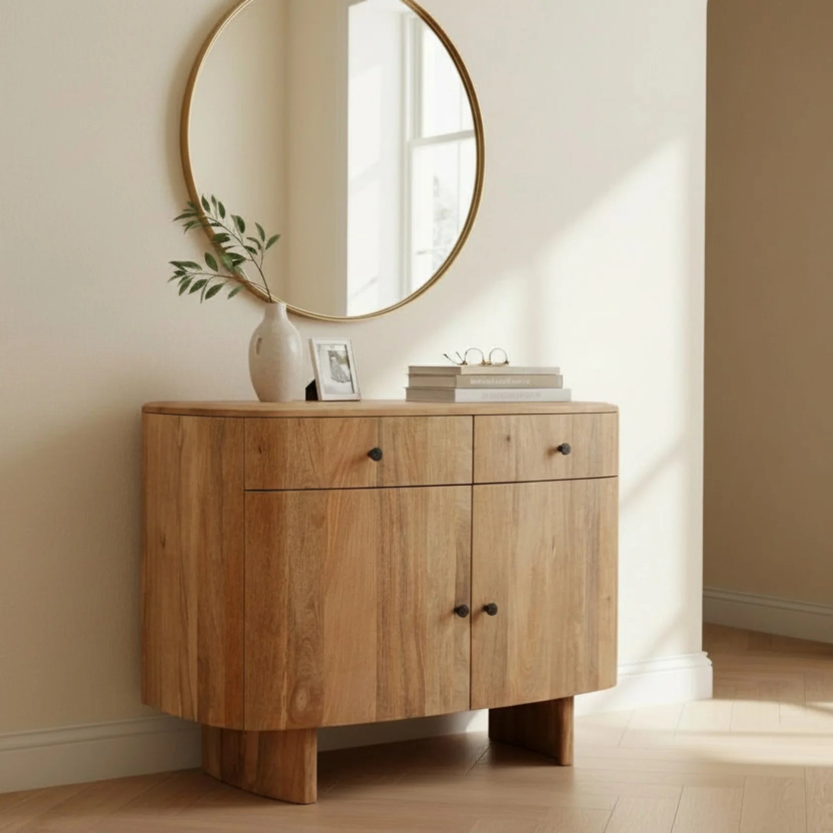 Sindhu 2 Door Sideboard – Solid Mango Wood Natural Finish