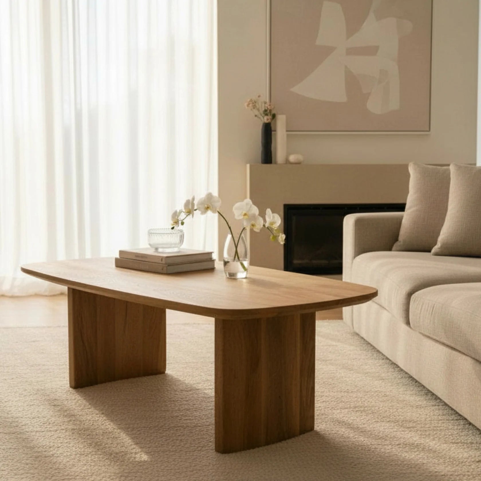 Sindhu Coffee Table – Solid Mango Wood Natural Finish