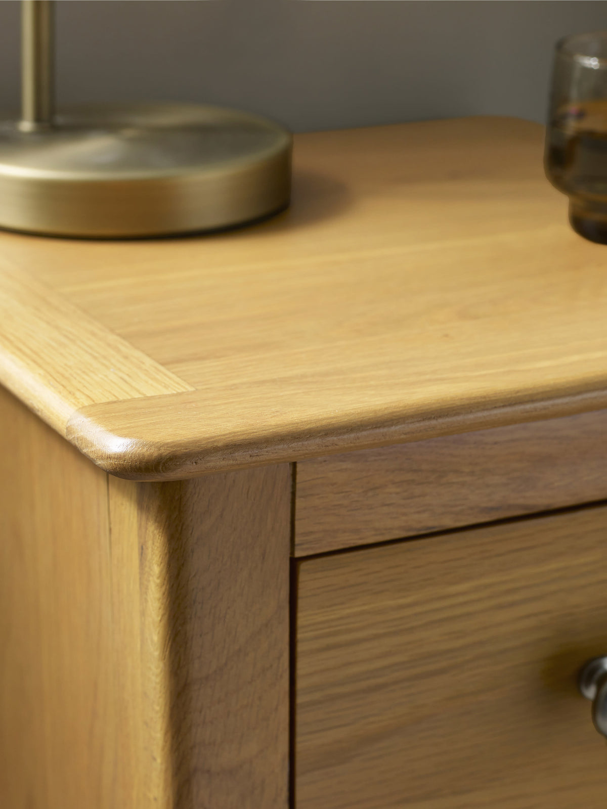Somerset Oak Compact 1 Drawer Bedside Table with Shelf