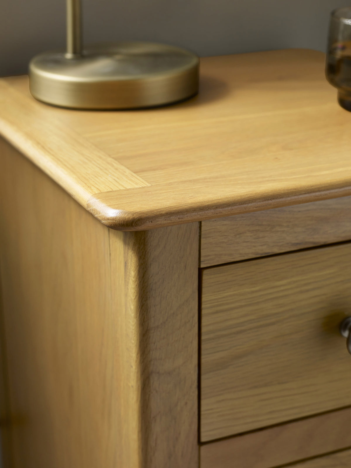 Somerset Oak Compact 3 Drawer Bedside Table
