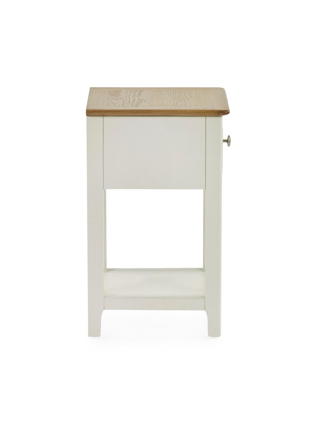 Somerset White and Oak Compact 1 Drawer Bedside Table with Shelf