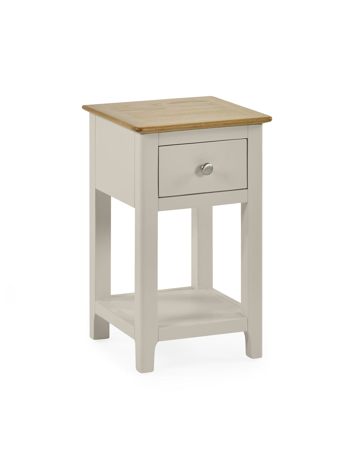 Somerset Truffle Grey and Oak Compact 1 Drawer Bedside Table with Shelf