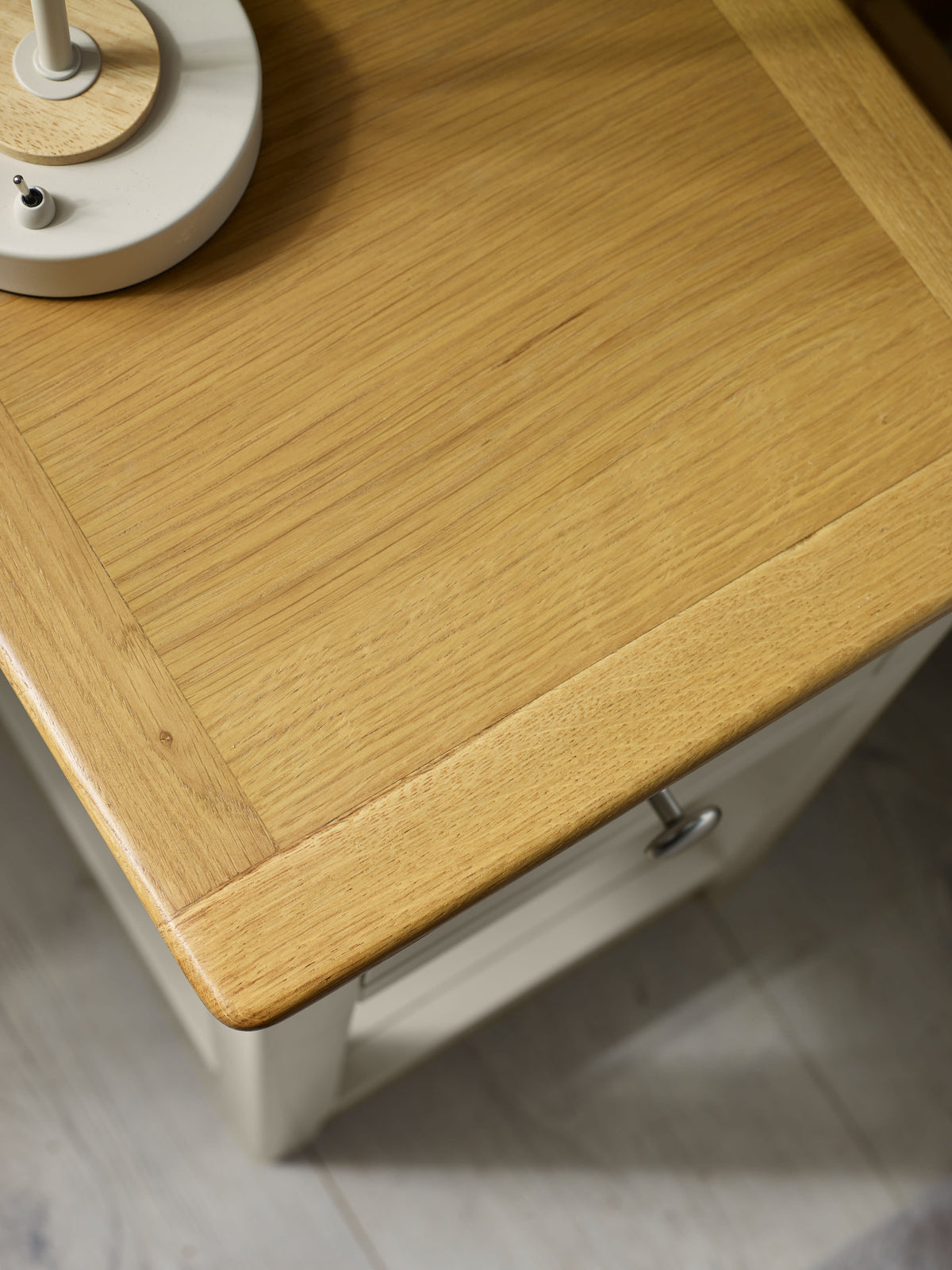 Somerset Truffle Grey and Oak Compact 1 Drawer Bedside Table with Shelf