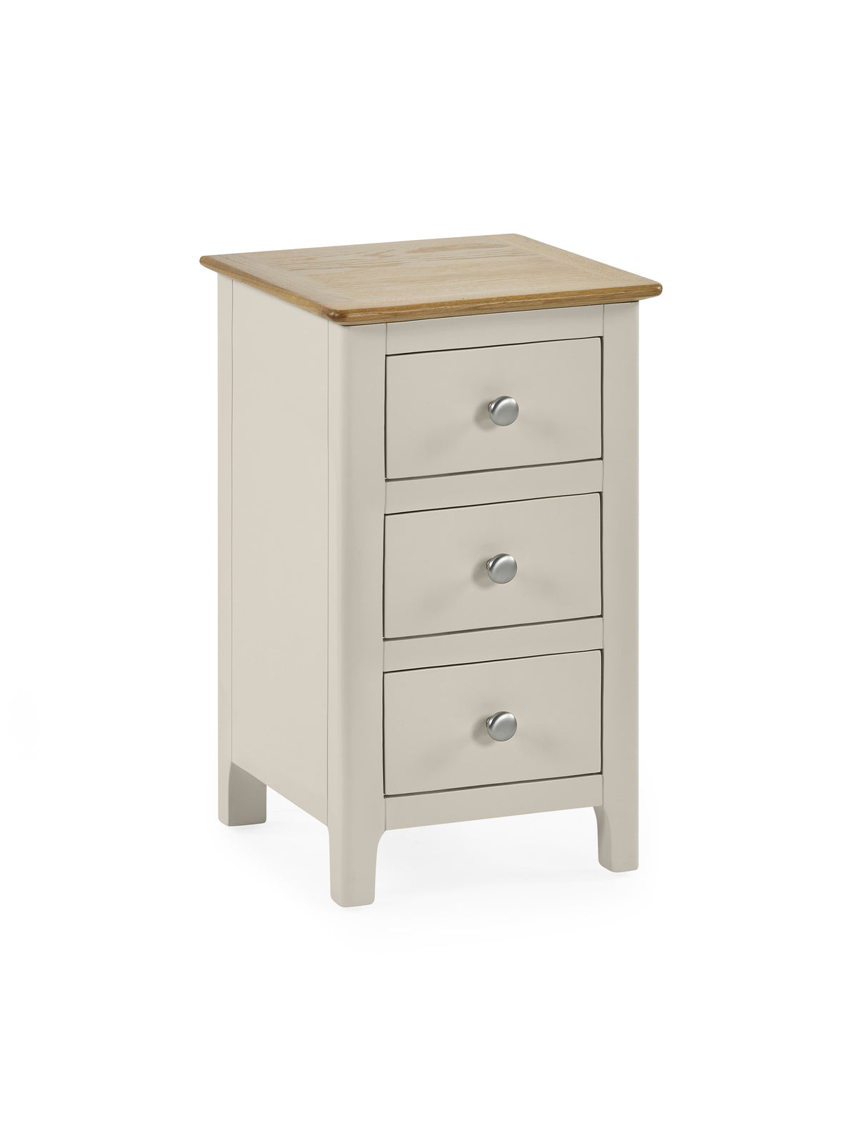 Somerset Truffle Grey and Oak Compact 3 Drawer Bedside Table