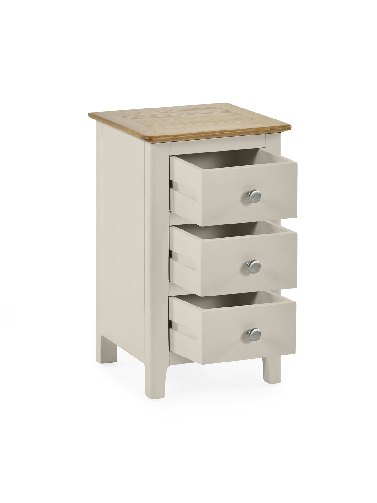 Somerset Truffle Grey and Oak Compact 3 Drawer Bedside Table