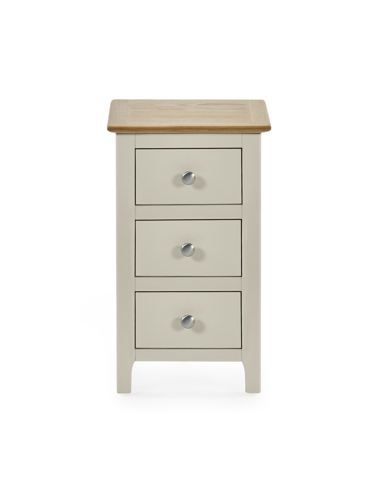 Somerset Truffle Grey and Oak Compact 3 Drawer Bedside Table