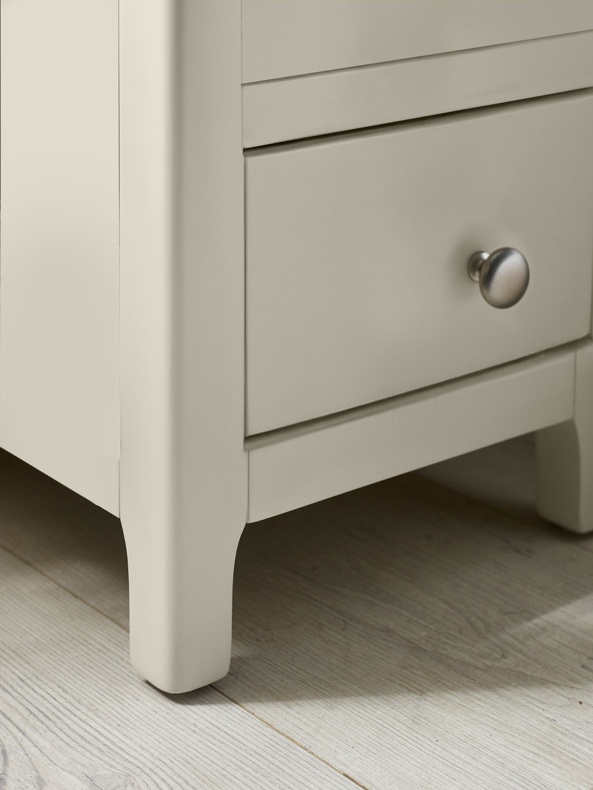 Somerset Truffle Grey and Oak Compact 3 Drawer Bedside Table