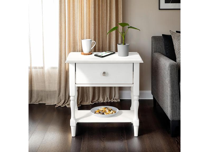 STRATFORD 1 DRAWER SIDE TABLE - WHITE