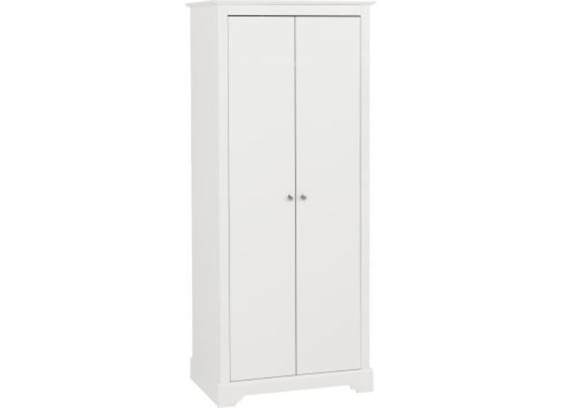 STRATFORD 2 DOOR WARDROBE – White Finish with Internal Hanging Rail 800mm