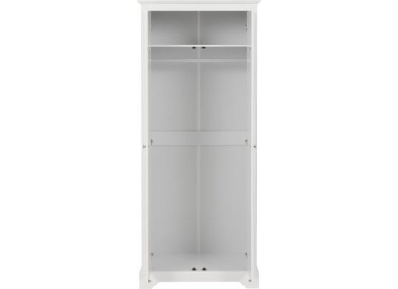 STRATFORD 2 DOOR WARDROBE – White Finish with Internal Hanging Rail 800mm