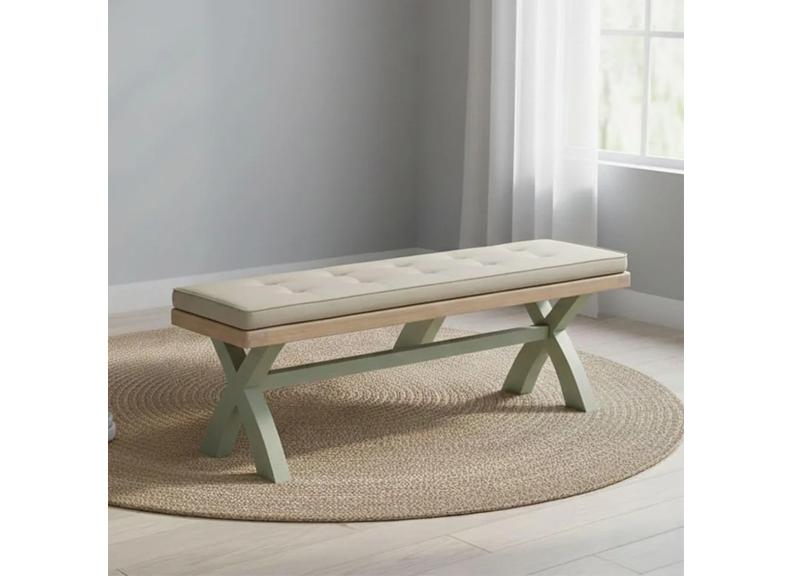 Salcombe Sage Dining Bench – Optional Fabric Cushion