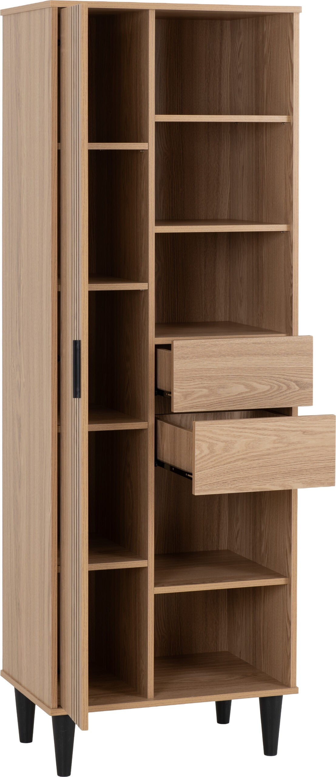 Tessa 1 Door 2 Drawer Bookcase Unit - Natural Oak Effect