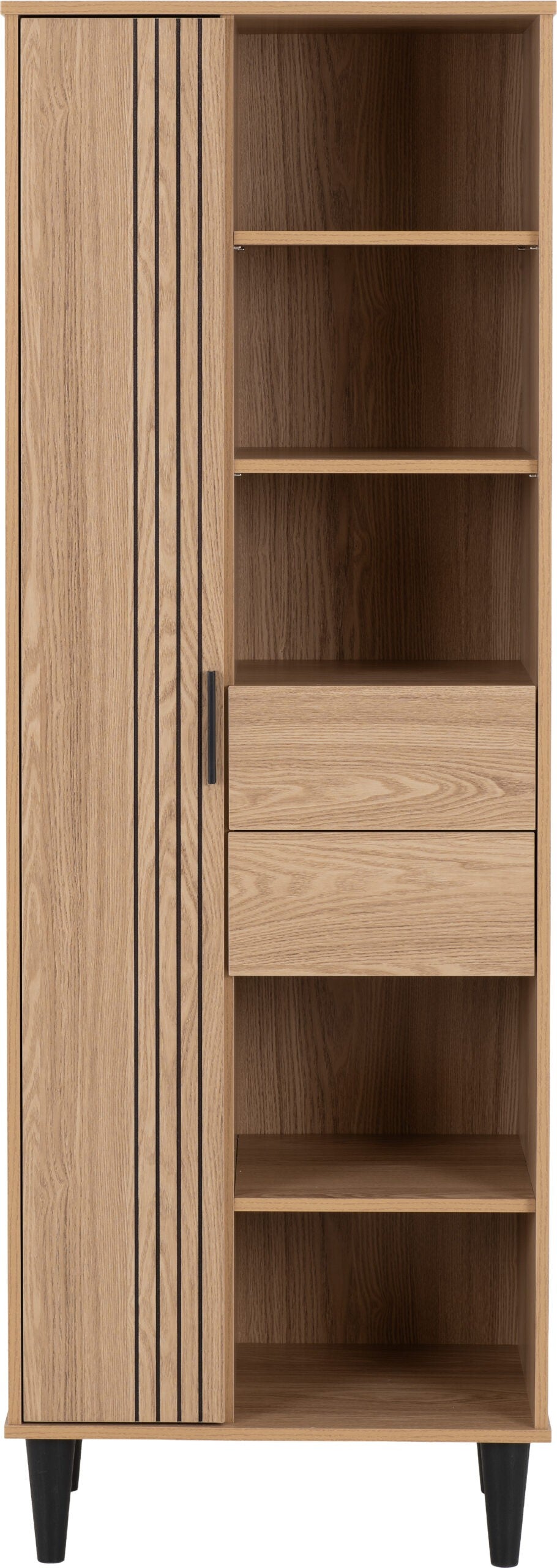 Tessa 1 Door 2 Drawer Bookcase Unit - Natural Oak Effect