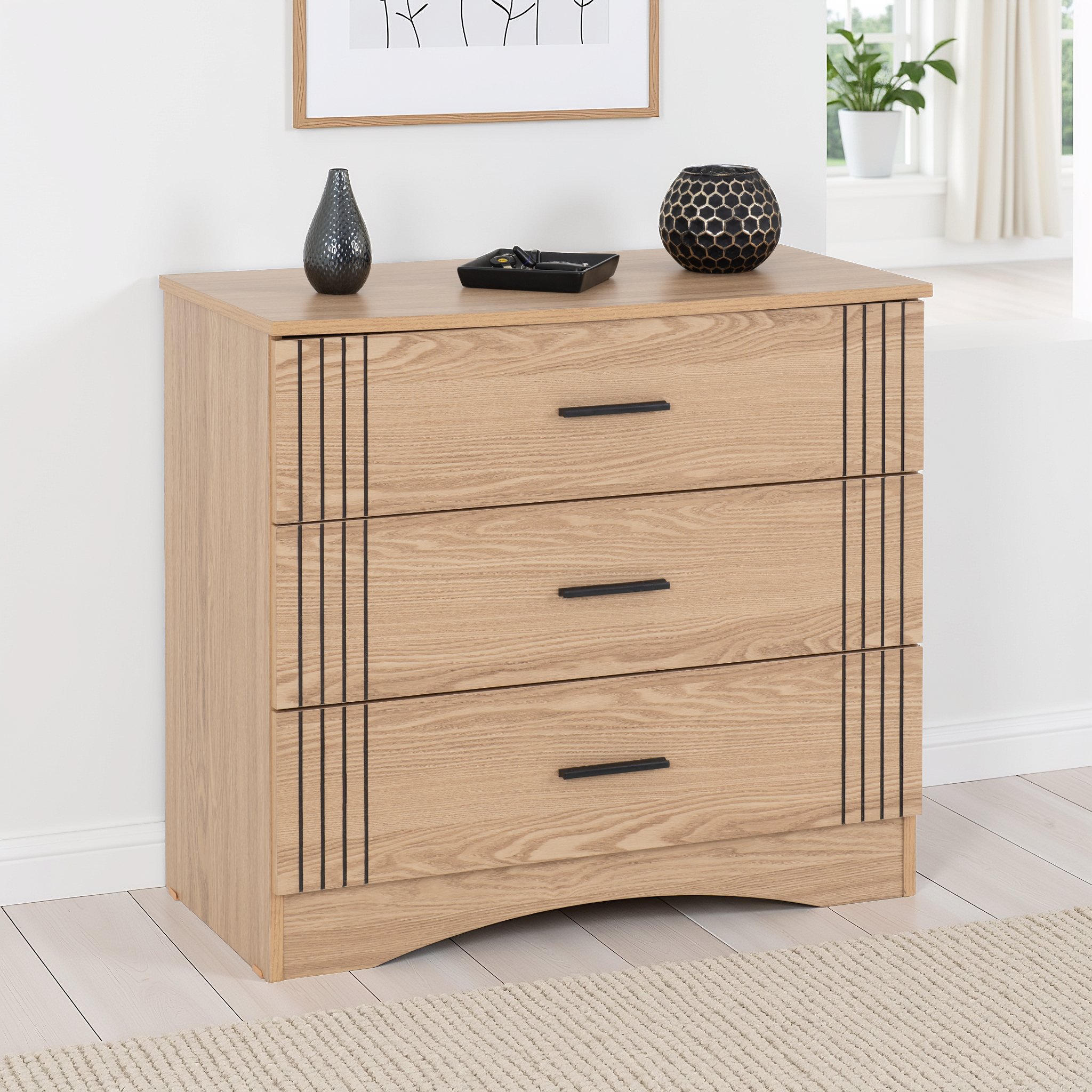 Tessa 3 Drawer Chest - Natural Oak Effect
