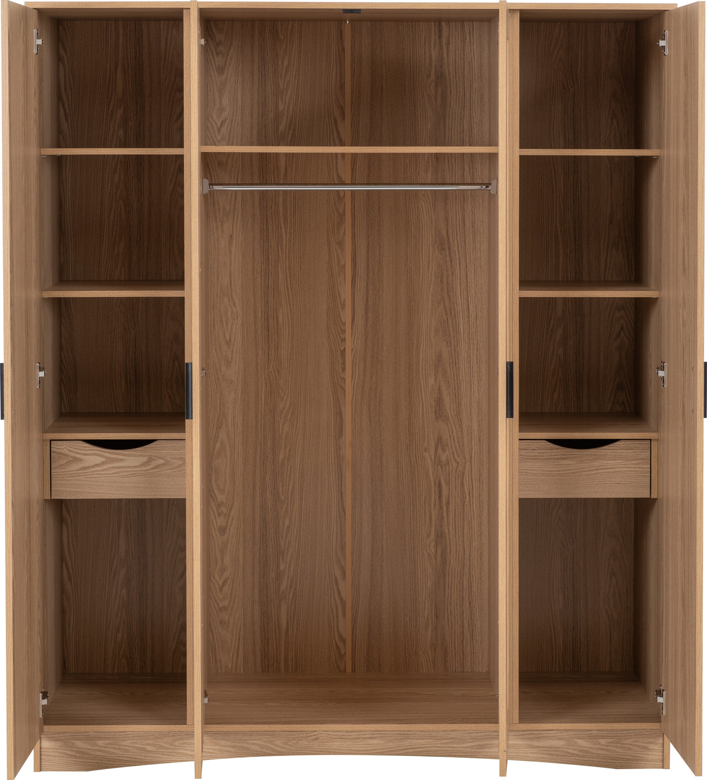 Tessa 4 Door Mirrored Wardrobe - Natural Oak Effect