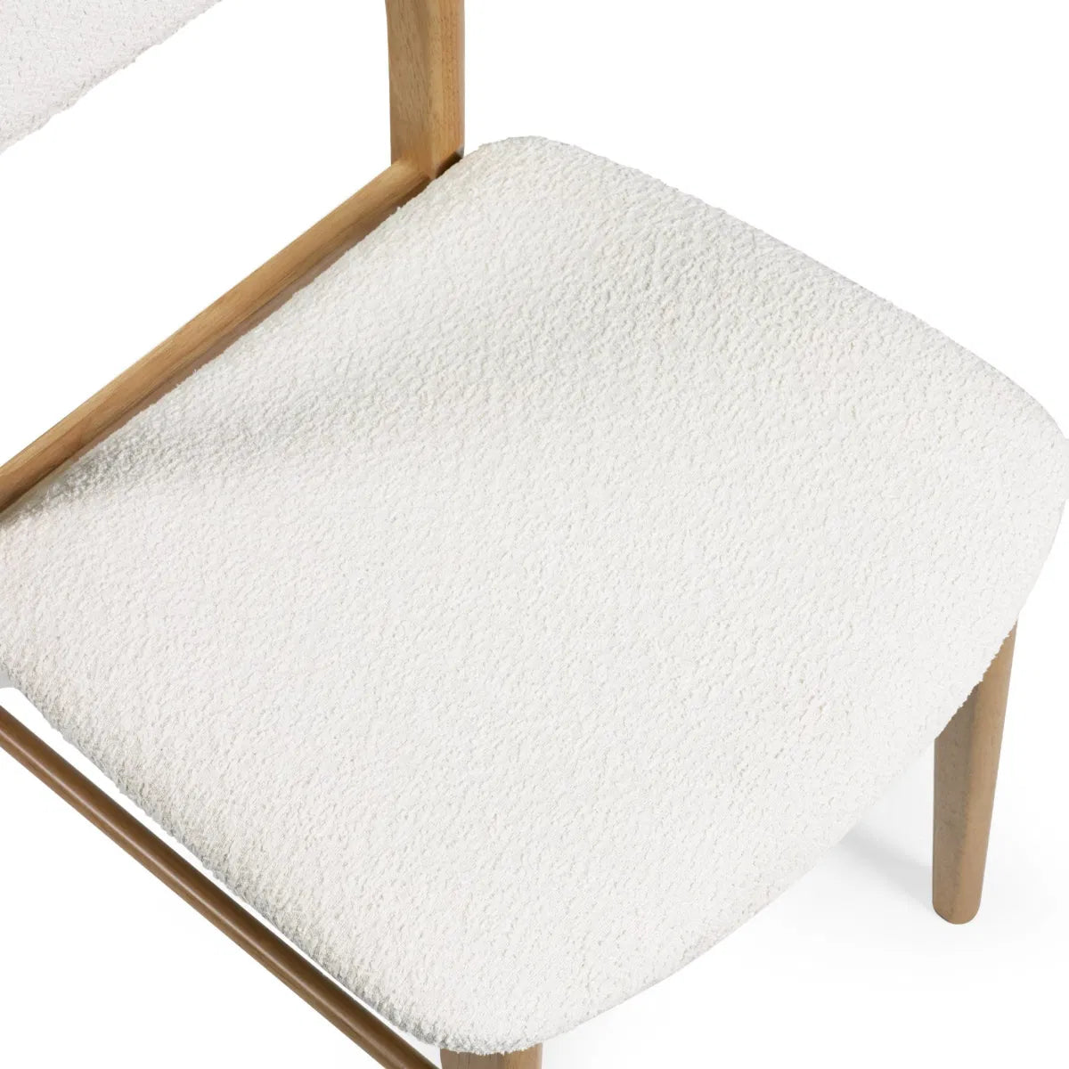 Theia Set of 2 Dining Chairs – White Boucle Upholstered with Oak Legs