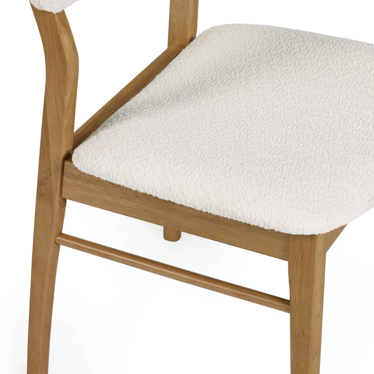 Theia Set of 2 Dining Chairs – White Boucle Upholstered with Oak Legs