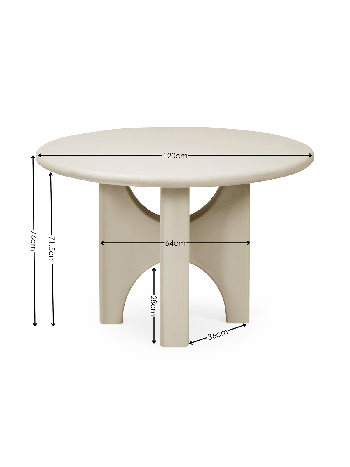 Thyra Round 4 Seater Dining Table - Grey Stone Effect