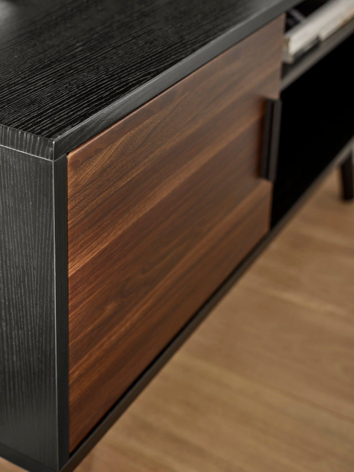 Trent Walnut and Black Small TV Stand Up to 43"